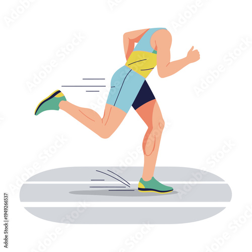 Athlete Running Fast on Track, Sprinting Motion, Sports Competition