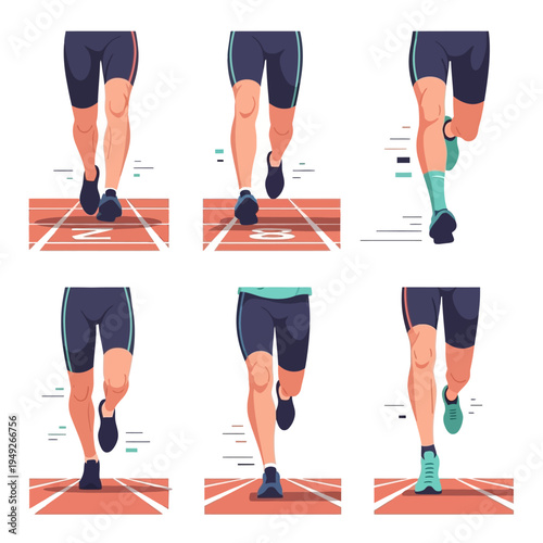 Athletic Legs Running on Track - Dynamic Motion Sequence