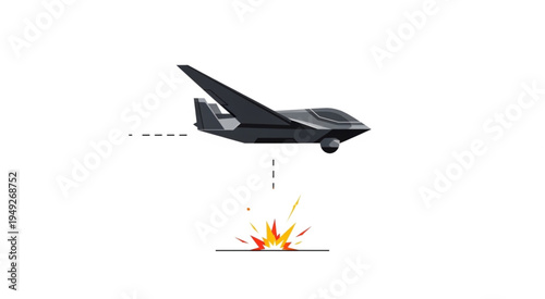 Stealth Drone Dropping a Bomb on a Target.