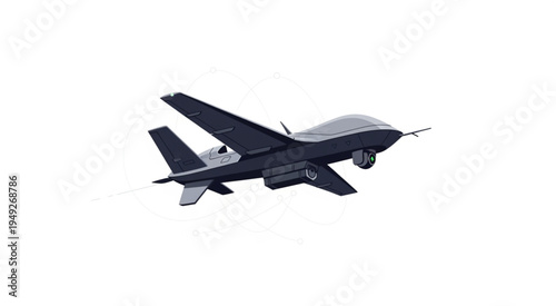 Unmanned Aerial Vehicle UAV in Flight on White Background.
