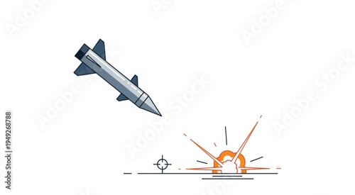 Missile Launch Illustration - Precision Strike and Target Impact.