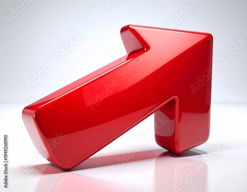 Glossy Red 3D Arrow Pointing Right Isolated on Gray Background – Direction, Progress, Navigation and Business Growth Concept Illustration