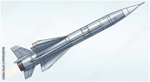 Detailed Illustration of a Sleek Silver Rocket Design.