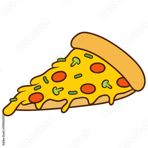 Slice of Pepperoni Pizza Illustration