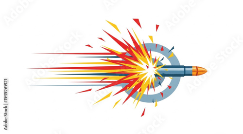 Bullet Impact on Target with Colorful Explosion Effect.
