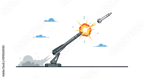 Rocket Launch Illustration - A Powerful Display of Technology and Engineering.