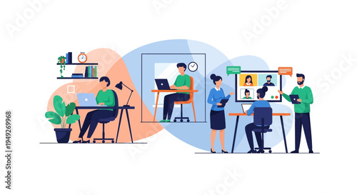 Dynamic Workplace: Remote Work, Office Tasks & Virtual Meetings for Hybrid Teams