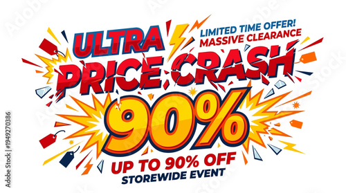 Ultra Price Crash Sale Banner Up To 90% Off