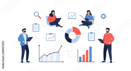 Digital Business Data Analysis Team: Collaborating with Charts, Graphs & VR for Strategic Planning, Project Management & Process Optimization