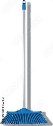 Blue Broom on White Background