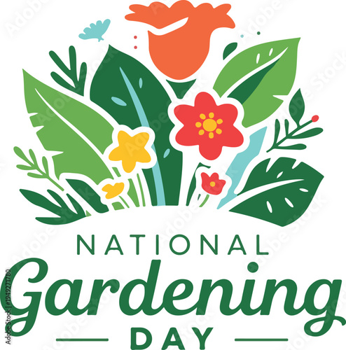 National Gardening Day logo icon in a clean vector style set against a pure white background