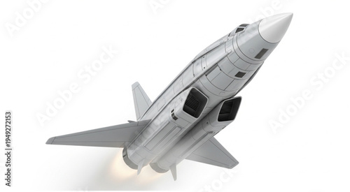 Futuristic Supersonic Jet Ascending with Exhaust Plumes.
