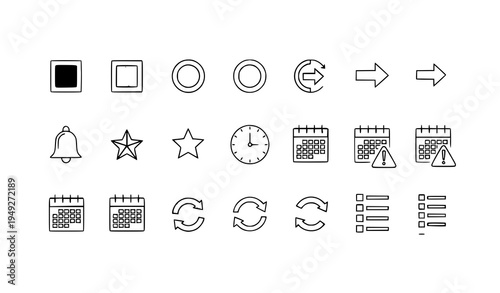 Calendar date symbol icons reminder planner schedule vector illustration