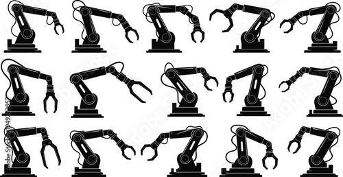 Human hand gestures silhouettes set featuring various poses like pointing holding touching counting and reaching black vector icons collection isolated,