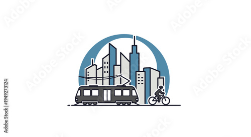 City Transport Bus and Bicycle Rider.