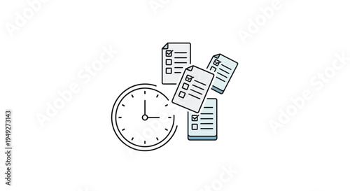 Clock and papers icon set.