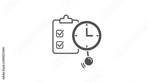 Clock and clipboard checklist icon.