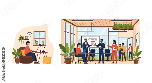 Remote Work and Office Collaboration: Illustrating the Modern Hybrid Workplace