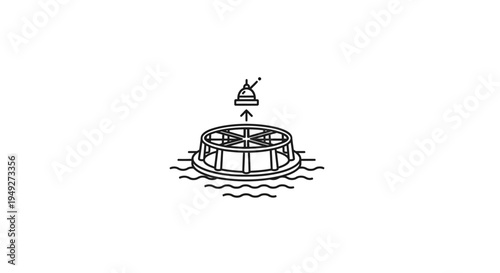 Buoy floating on water surface.