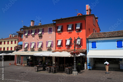 Colorful European Buildings and Charming Town Square, Caorle, Italy