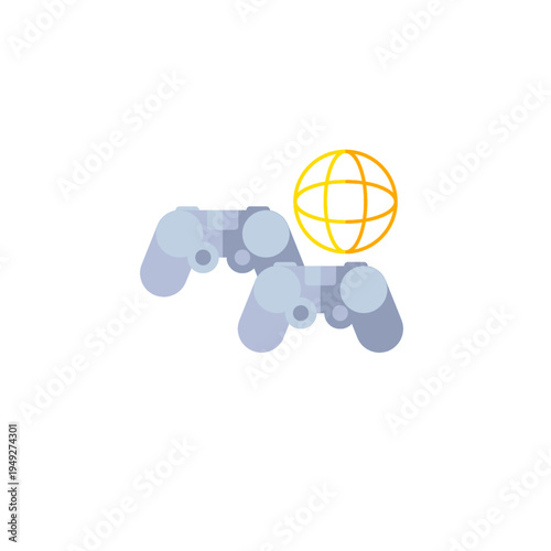 Online multiplayer icon for internet gaming and player connection concept.