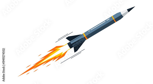 Pencil Rocket Soaring with Flames - A Symbol of Creativity and Innovation.