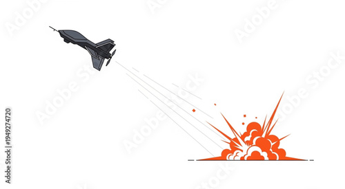 Jet fighter crashing into the ground with a fiery explosion.