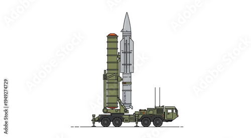 Mobile S-400 Triumf missile system on a transporter erector launcher.