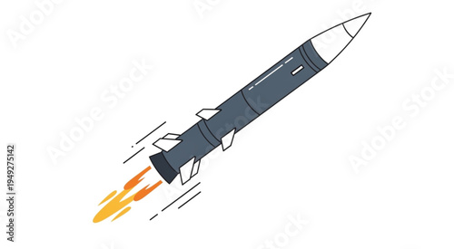 Illustration of a Missile Launching with Flames and Smoke.