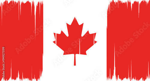 A stylized artistic representation of the national flag of canada featuring a distressed paint look