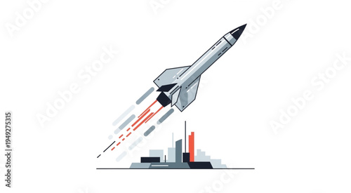 Rocket Launch Illustration - A Symbol of Innovation and Progress.