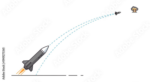 Illustration of a Missile Launching Towards a Target.