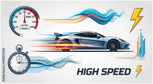 High-Speed Automotive Concept with Dynamic Visual Elements.