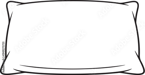 Bed Pillow Outline Black and White Line Art Home Bedding Illustration