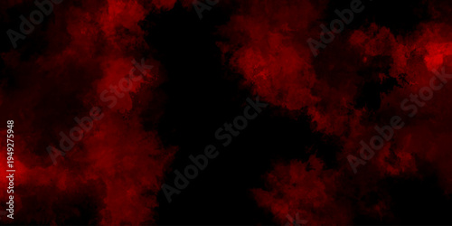 Abstract grunge red and black powder explosion cloud on black background. dark red smoke Like cloud wave effect on black. dark fire flame grunge texture background. toned fiery red sky.