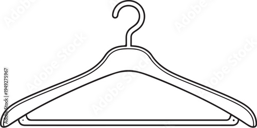 Clothes Hanger Outline Black and White Laundry Accessory Illustration