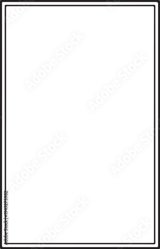 Blank Vertical Frame Outline Black and White Minimal Border Illustration