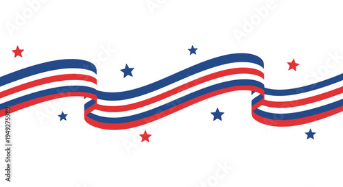 American flag ribbon vector with stars