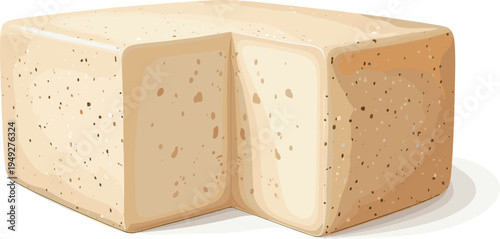 Vector Illustration of Tofu Block: Vegan Protein Source and Plant-Based Food