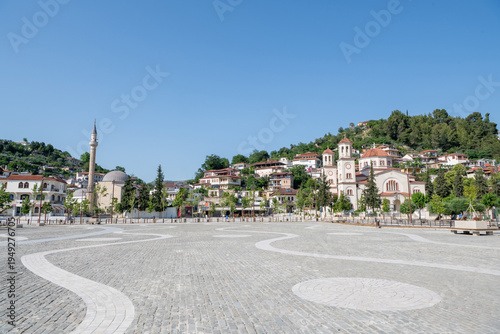Canvastavla Square in the center of Berat, Albania