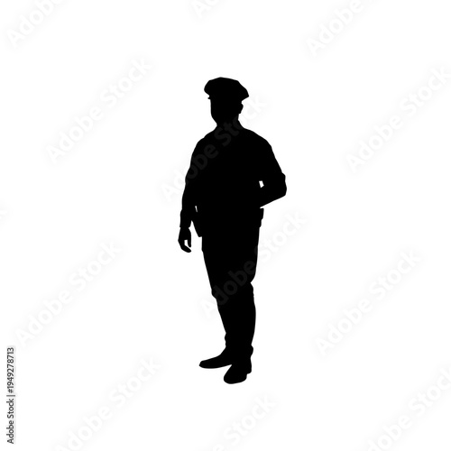 Silhouette of a police officer, standing - vector illustration