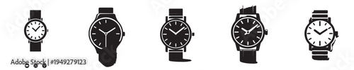 vector image of a watch silhouetted on a white background