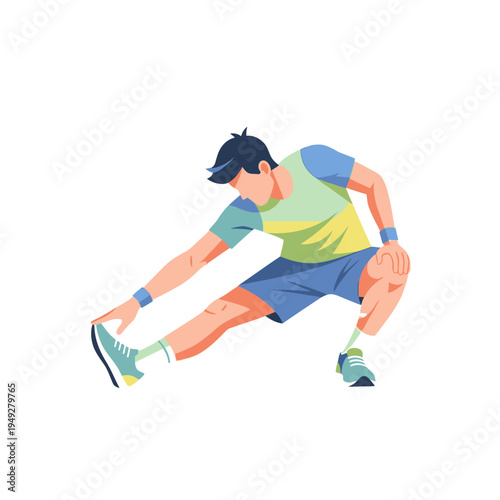 Man Stretching Legs Before Workout, Fitness and Exercise Illustration