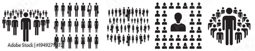vector image of a group of men silhouetted against a white background