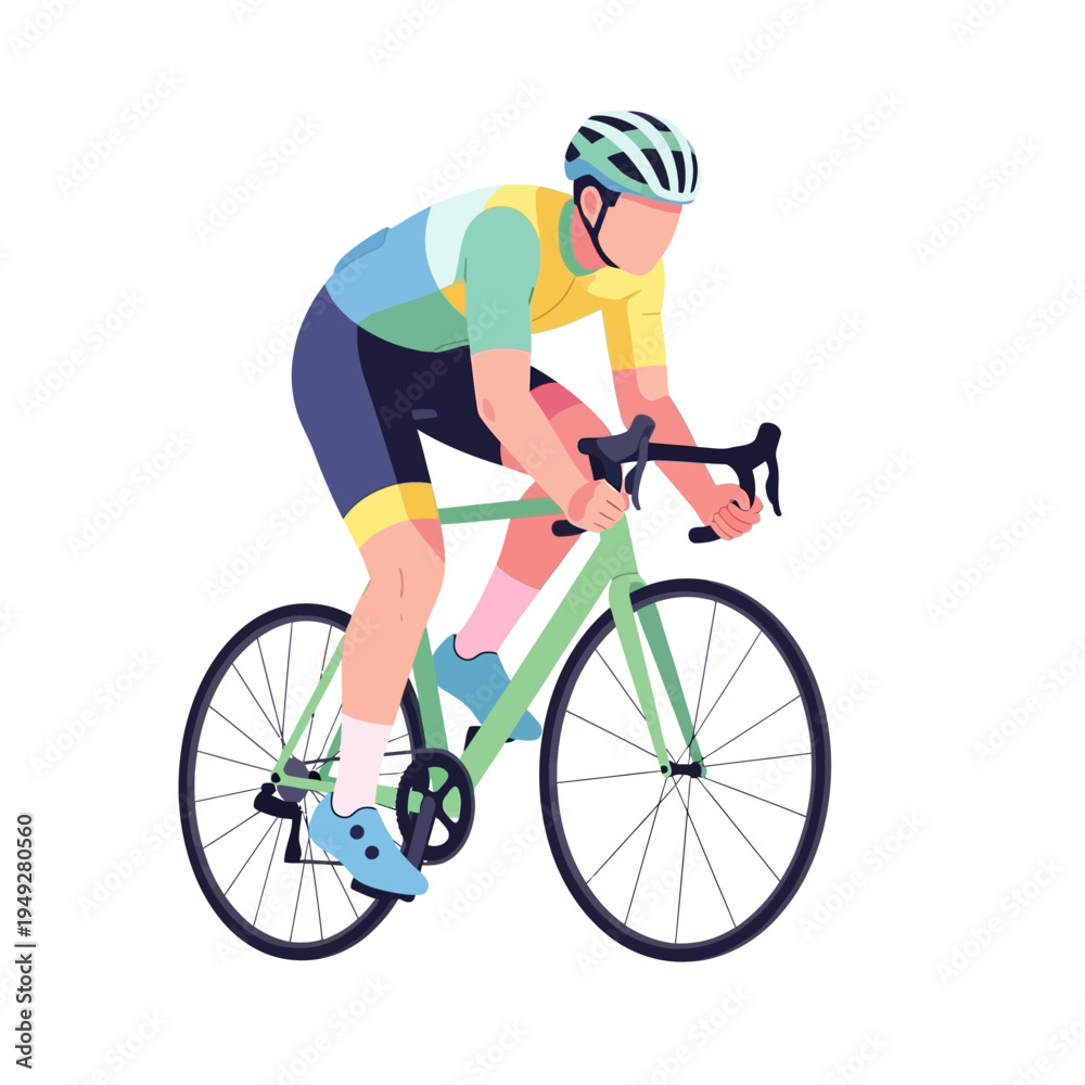 Fototapeta premium Cyclist Riding Bicycle, Athletic Competition, Sport Vector Illustration