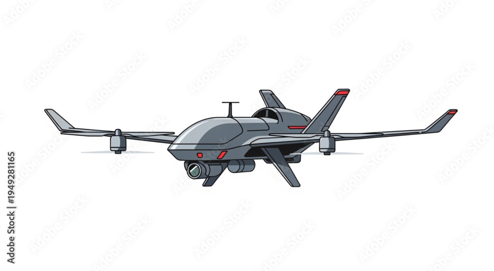 Fototapeta premium Futuristic Military Drone Concept Design on White Background.