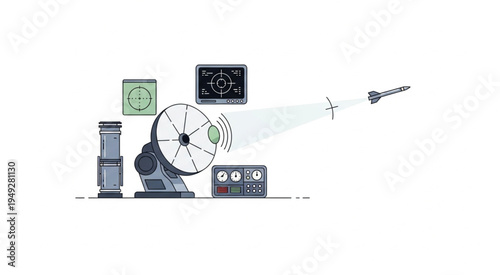 Advanced Missile Defense System with Radar and Tracking Technology.