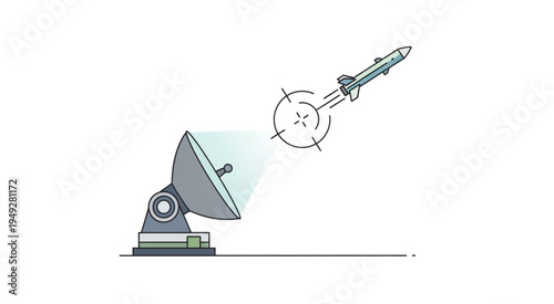 Radar System Targeting Missile, Illustration of Modern Technology.