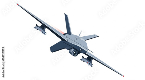 Futuristic Military Drone with Missiles Isolated on White Background.