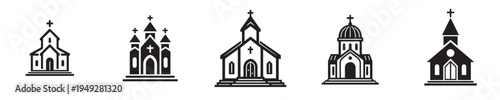 vector image of church silhouette white background